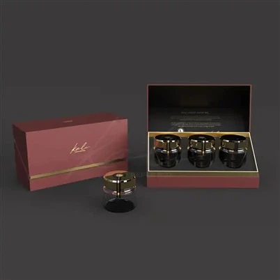 Logo Printing Khoom kim heev 3 Lub raj mis Skincare Gift Box Custom Empty Glass Jar With Paper Box