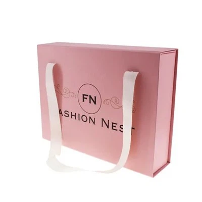 Nchuav Daim Ntawv Khoom Kim Heev Khau Folding Foldable Sib Nqus Ntim Khoom Plig Lub thawv nrog Ribbon